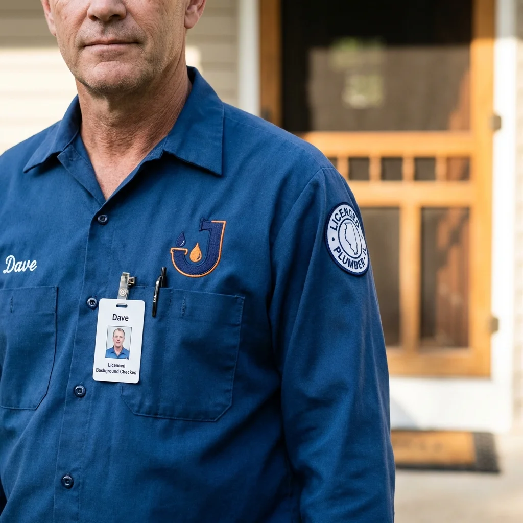Licensed plumber showing ID badge in Carlisle, PA