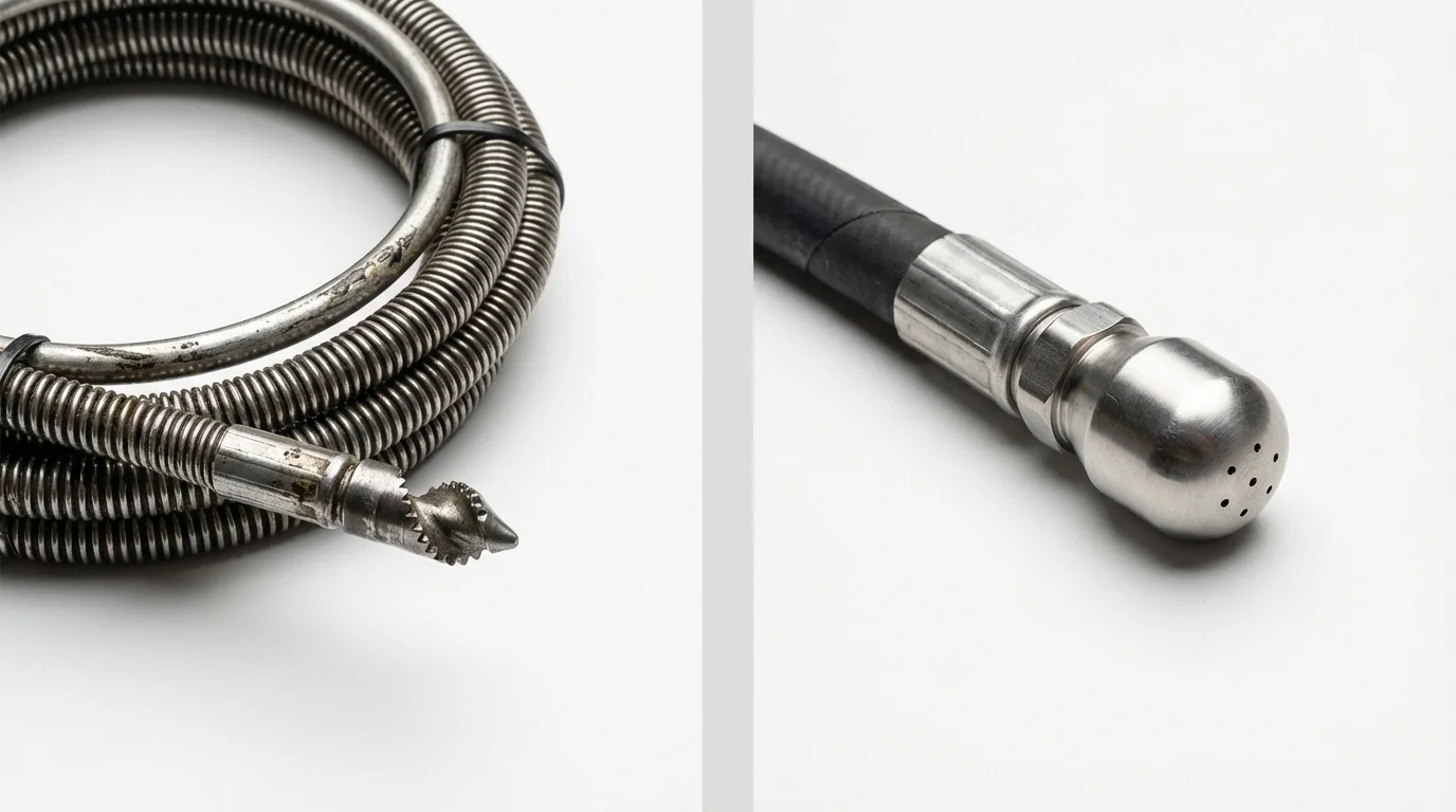 Drain snake cable and hydro jetting nozzle used for drain cleaning in Carlisle, PA